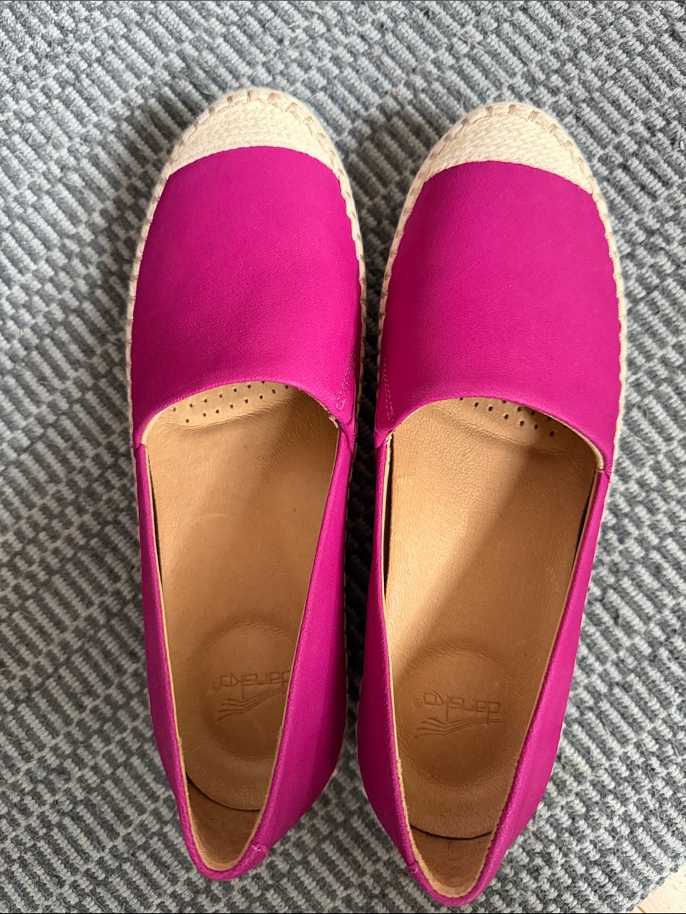 Dansko Leather Espadrille Slip-Ons - Lesley Fuchsia Size 36